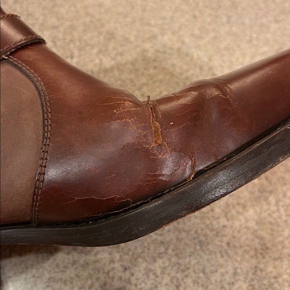 Unique western flair Florsheim boots made in Brazil brown sz7.5 Cracks Worn READ - Picture 6 of 12
